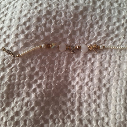 Bracelet with pearls and evil eye with rhinestones new