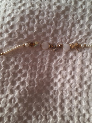 Bracelet with pearls and evil eye with rhinestones new