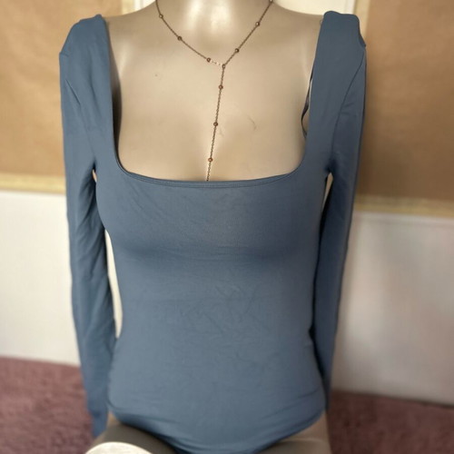Blue long-sleeve bodysuit Zara like new, size S
