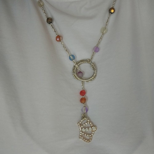 Handmade necklace woven with silver thread like new