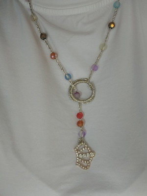Handmade necklace woven with silver thread like new