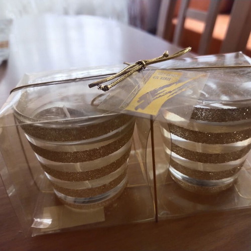 Gel candles set of 2 new, decorative in glass