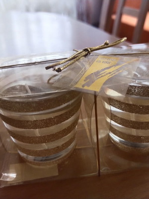 Gel candles set of 2 new, decorative in glass