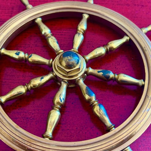 Nautical ship wheel used, decorative brass 20 cm