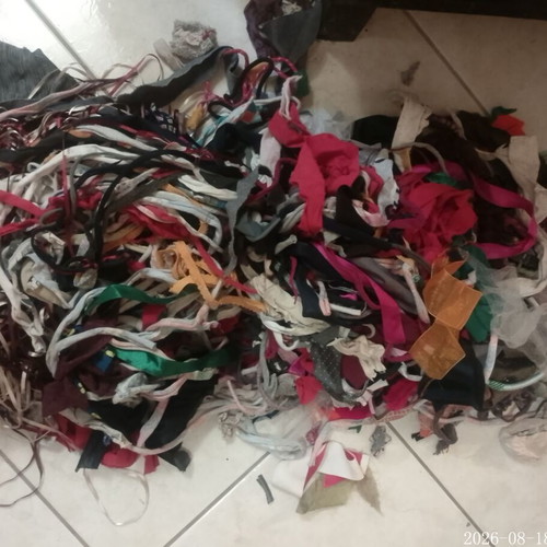 Fabric remnants small strips, approx. three small bags