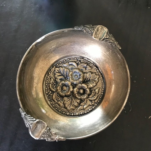 Silver-plated ashtray used, antique, Asia Minor style 1920-1930