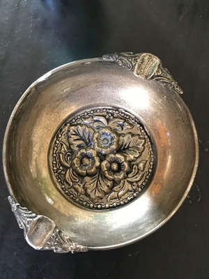 Silver-plated ashtray used, antique, Asia Minor style 1920-1930
