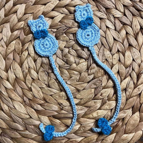 Handmade Crochet Cat Bookmark with Bow, New