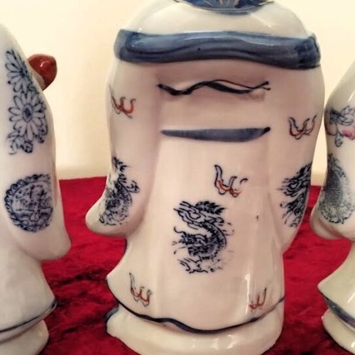 Porcelain figures of Chinese deities set of 3, new