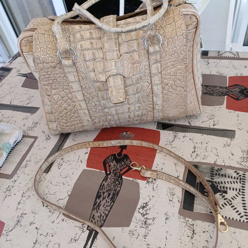 Ripani women's bag used, leather croco beige shoulder