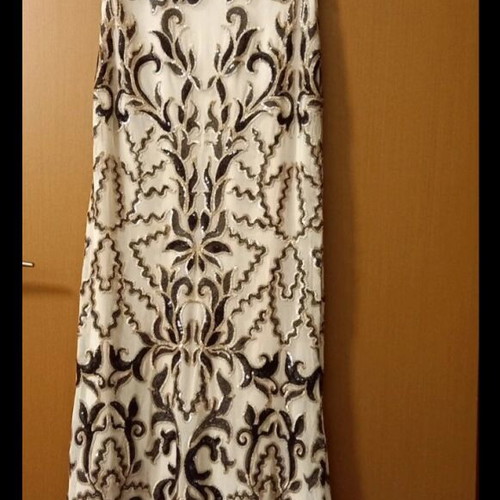 Goddiva Long Evening Dress New With Sequins Black Beige