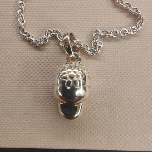 Links of London Sterling Silver Skull Necklace with Gemstone Eyes