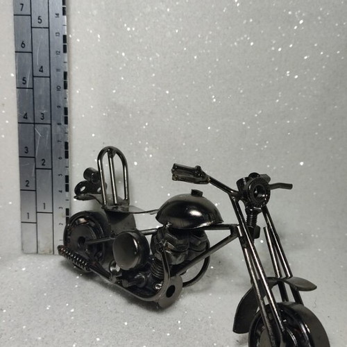 Handmade metal chopper motorcycle miniature