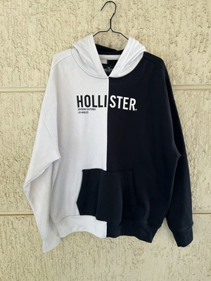 Hollister two-tone hoodie size L like new, black and white