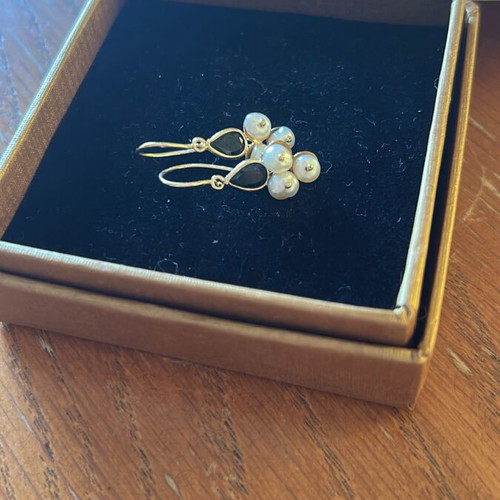 Chrysa 14k earrings with pearls and sapphires used