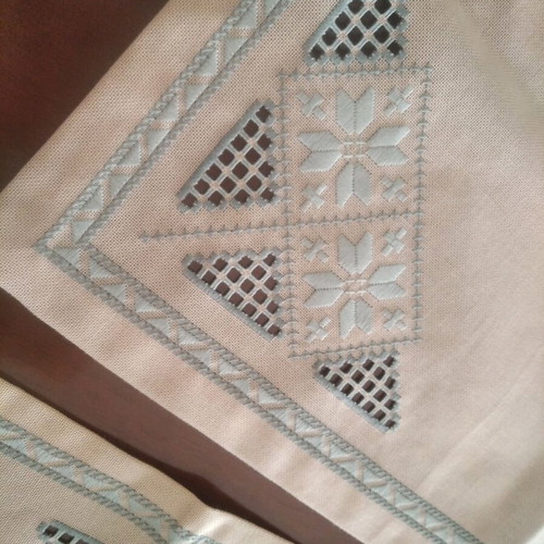 Lefkaritiko embroidery set with blue thread, handmade, new
