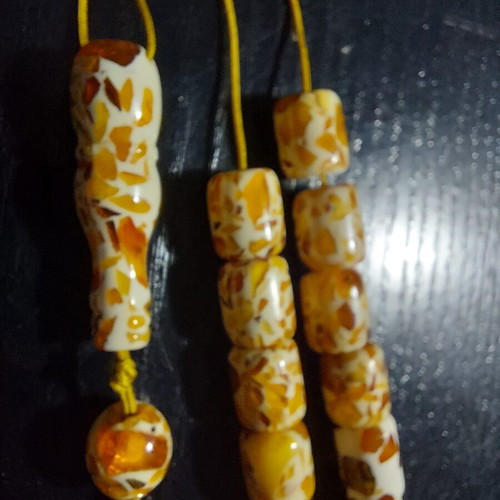 Kompoloi mosaic amber worry beads like new