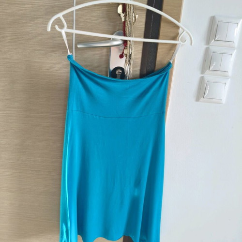 Strapless beach dress used, sea blue, elastic fabric