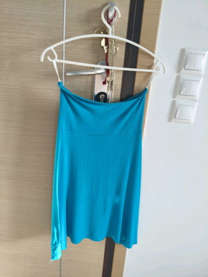 Strapless beach dress used, sea blue, elastic fabric