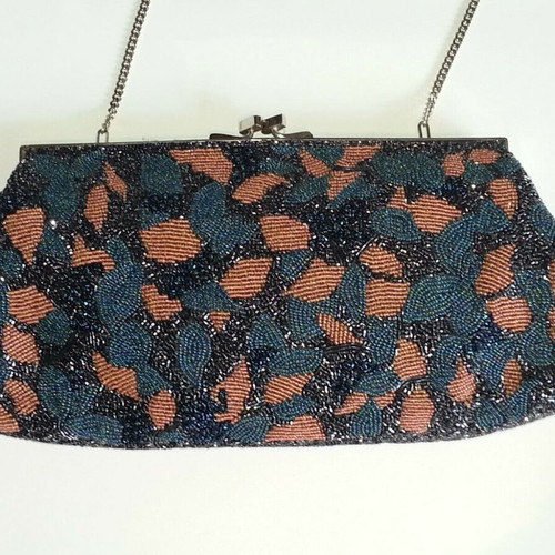 Vintage evening women's shoulder bag used with multicolored beads