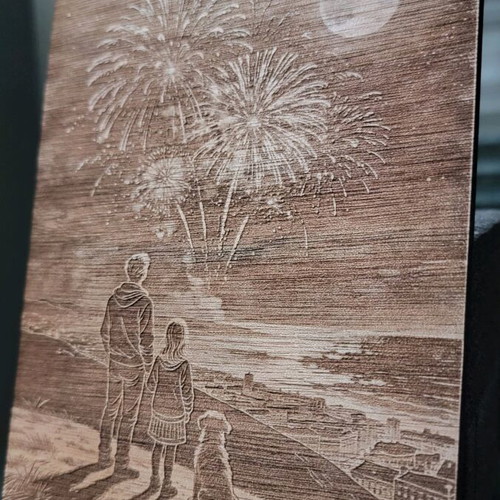Wooden engraved image new with laser engraving