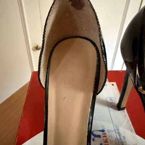 Nak black patent leather high-heeled sandals like new, size 38