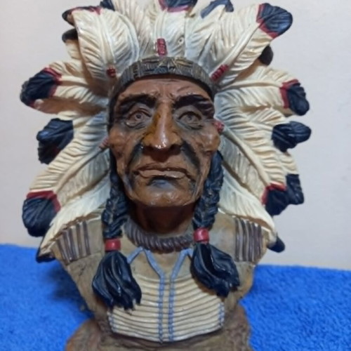 Bust of Native American Chief used with feather headdress
