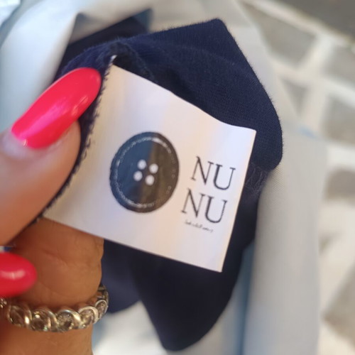 Nunu cotton shirt with integrated shirt, size S oversized, blue
