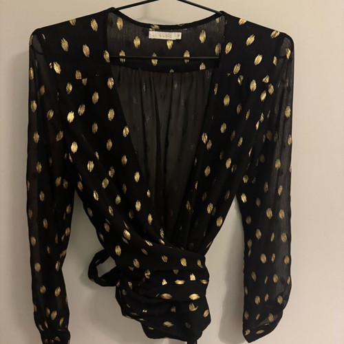 Wrap shirt black with gold details like new, size M