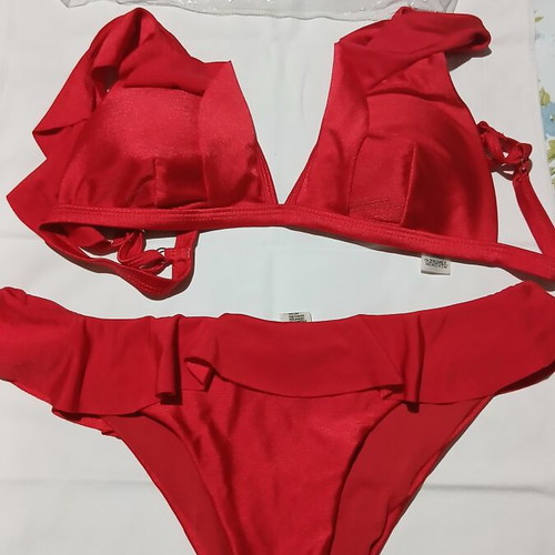 M&D Red Bikini with Ruffles, Size 46, New