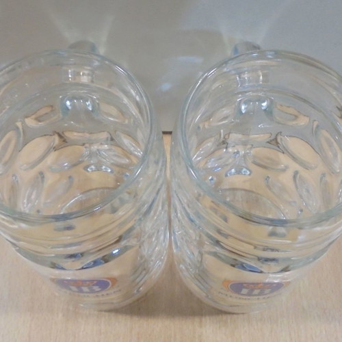 HB Hofbrauhaus Munchen beer set of two used glass mugs 0.5l