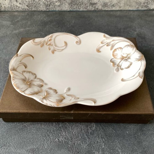 Serving plate new, 24 karat gold