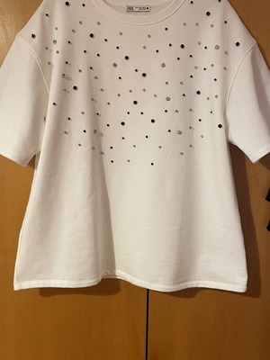 Zara blouse with silver and black rhinestones, fleece interior, like new, size M