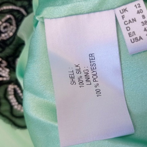 Marcelane Silk Shell Embellished Floral Blouse Green XL Like New