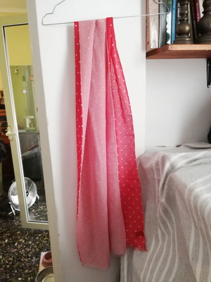 Achilleas Accessories double-sided red and white polka dot scarf, polyester, 170 cm