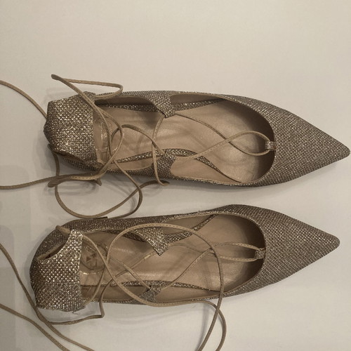 Exe gold lace-up ballerinas used, size 38