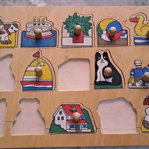Wooden puzzles used, pack of six, missing pieces