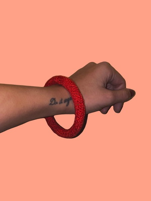 Handmade macrame bracelet like new, red