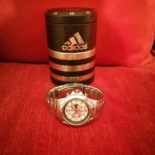Adidas men's wristwatch like new, white and silver
