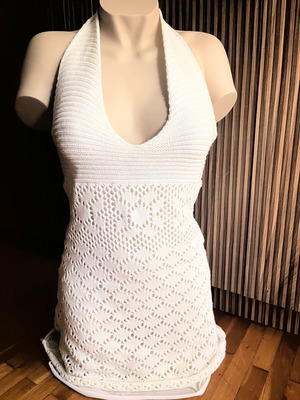 Knitted Backless Mini Dress like new, white, size L