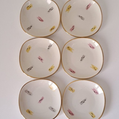 Alka Kunst set of 6 vintage serving plates 9.8cm porcelain Germany