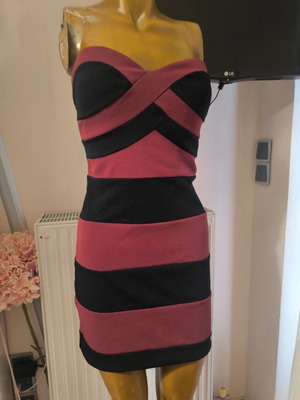 TALLY WEiJL strapless dress burgundy and black size L like new