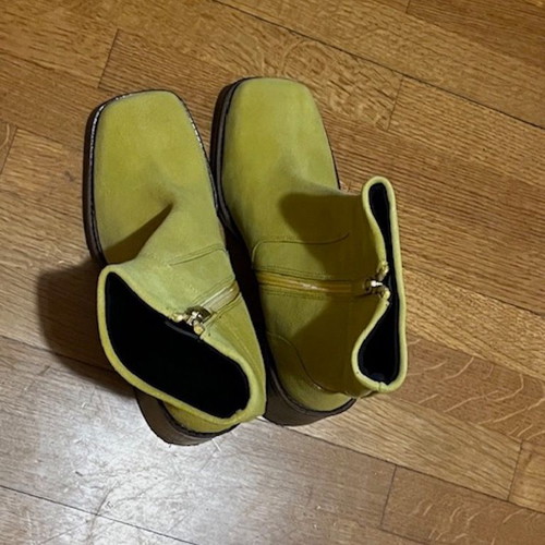 ASOS leather suede ankle boots new, size 39, yellow with chunky heel