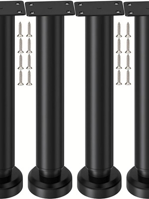 LCOUACEO Adjustable Metal Furniture Legs 25–42 cm Set of 4 Black Like New