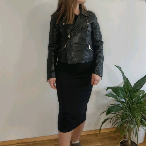 River Island women's leather jacket, black, size M-L