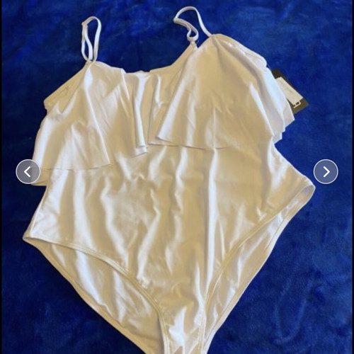 Boohoo white maxi swimsuit new, size 48