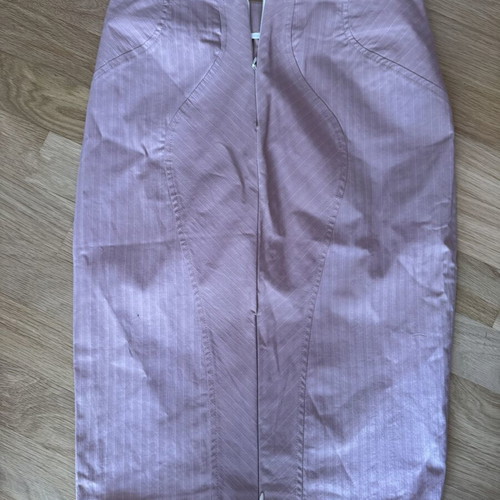 Kenté women's suit used, dusty pink pinstripe set with skirt