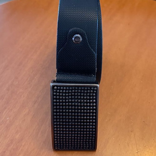 Black Leather Belt with Decorative Square Buckle like new
