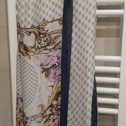 Scarf new large 90×1.80 lilac with dark blue border