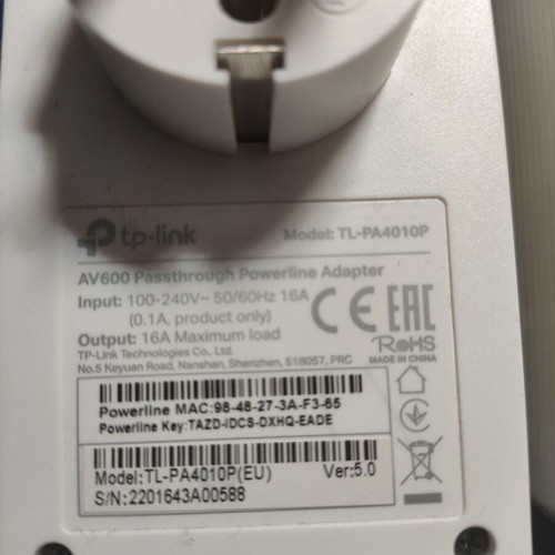 TP-Link AV600 Passthrough Powerline Starter Kit TL-PA4010P like new